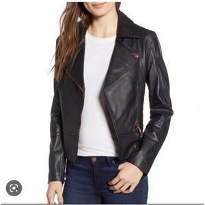Ted Baker Alicia black leather jacket (TB 2/US 6)